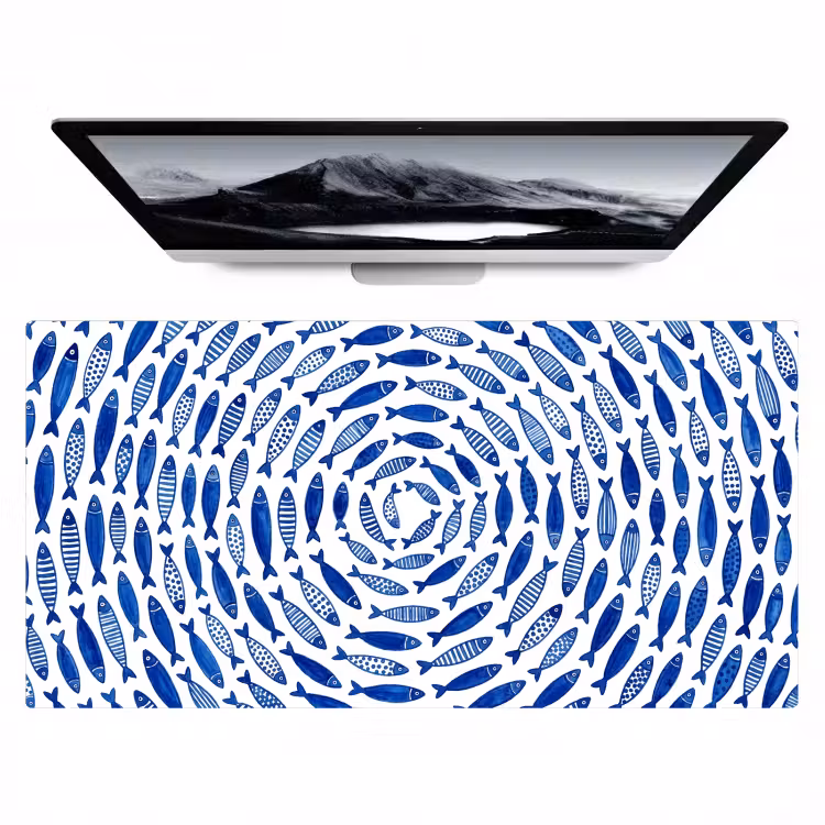 Bureau onderlegger - Vis - Patroon - Onderwater - Abstract - Blauw — 1