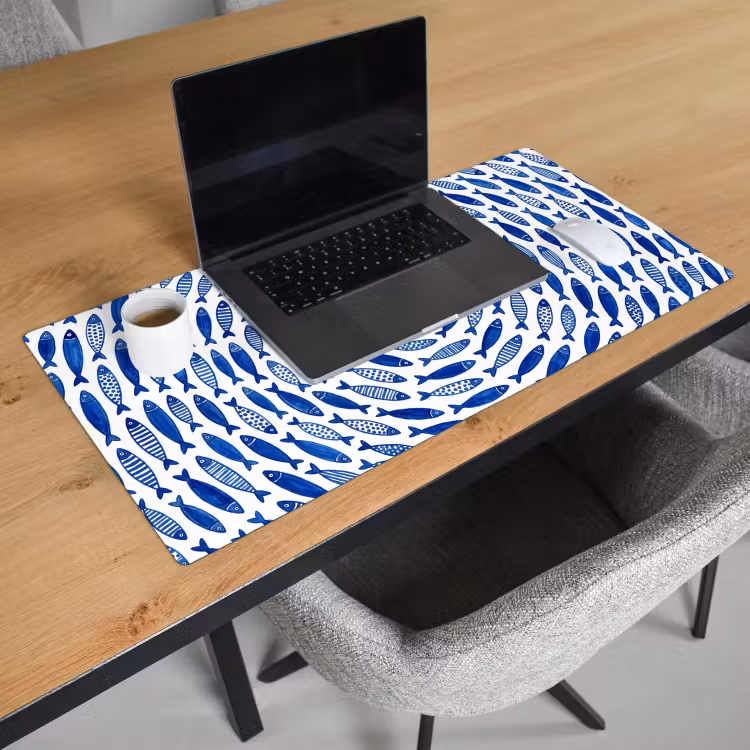Bureau onderlegger - Vis - Patroon - Onderwater - Abstract - Blauw — 3