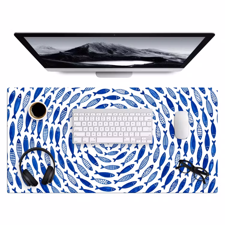 Bureau onderlegger - Vis - Patroon - Onderwater - Abstract - Blauw — 4