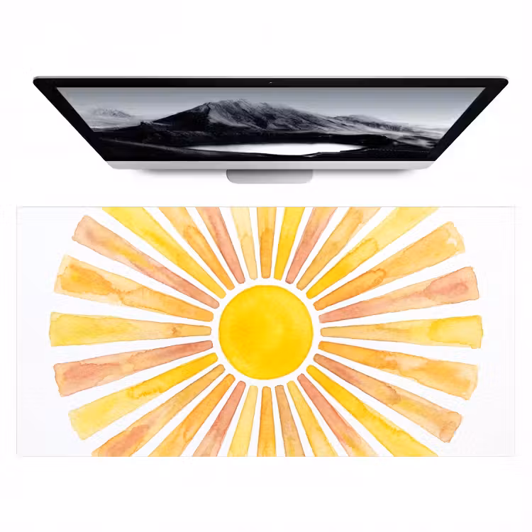 Bureau onderlegger - Zon - Stralen - Aquarel - Geel - Abstract — 1