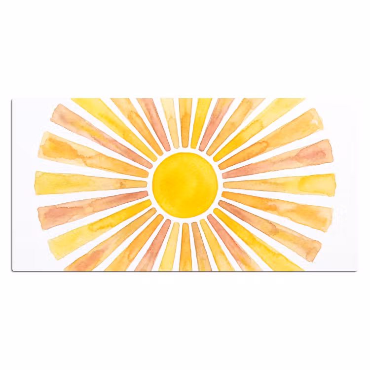 Bureau onderlegger - Zon - Stralen - Aquarel - Geel - Abstract — 2