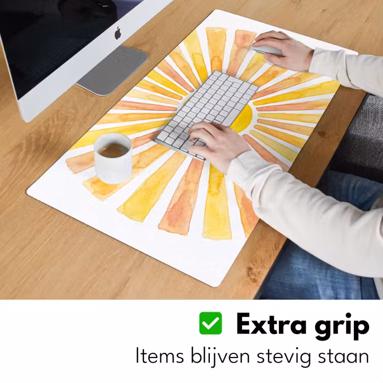 Bureau onderlegger - Zon - Stralen - Aquarel - Geel - Abstract — 6