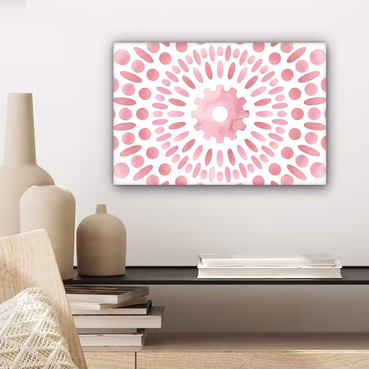 Canvas schilderij - Abstract - Vormen - Patroon - Aquarel - Roze — 5