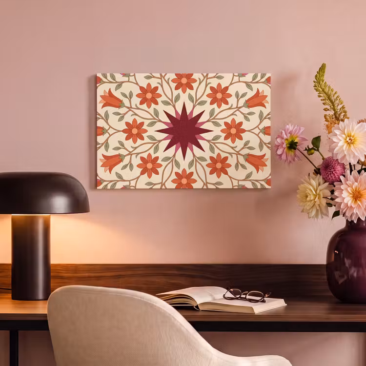 Canvas schilderij - Bloemen - Mandala - Decoratief - Rood — 4