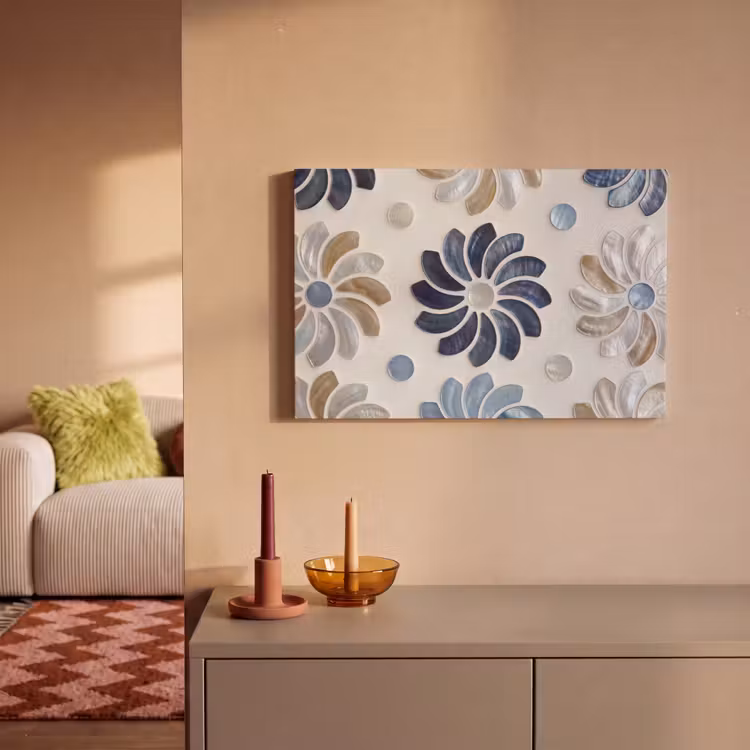 Canvas schilderij - Bloemen - Parelmoer - Abstract - Patroon - Blauw — 2