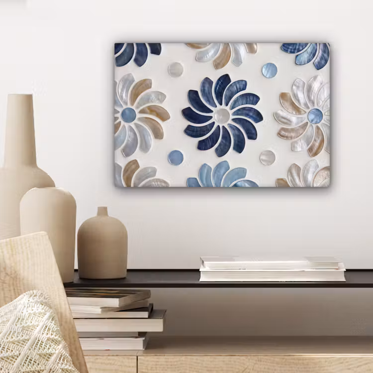 Canvas schilderij - Bloemen - Parelmoer - Abstract - Patroon - Blauw — 5