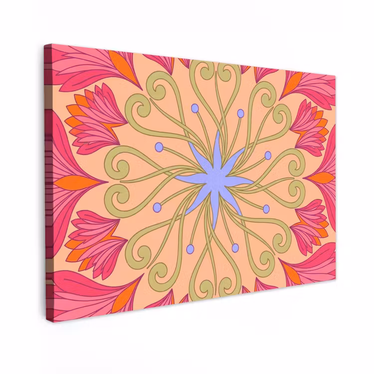 Canvas schilderij - Bloemen - Patroon - Abstract - Roze - Decoratief — 1