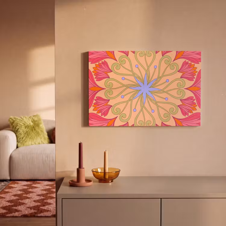 Canvas schilderij - Bloemen - Patroon - Abstract - Roze - Decoratief — 2