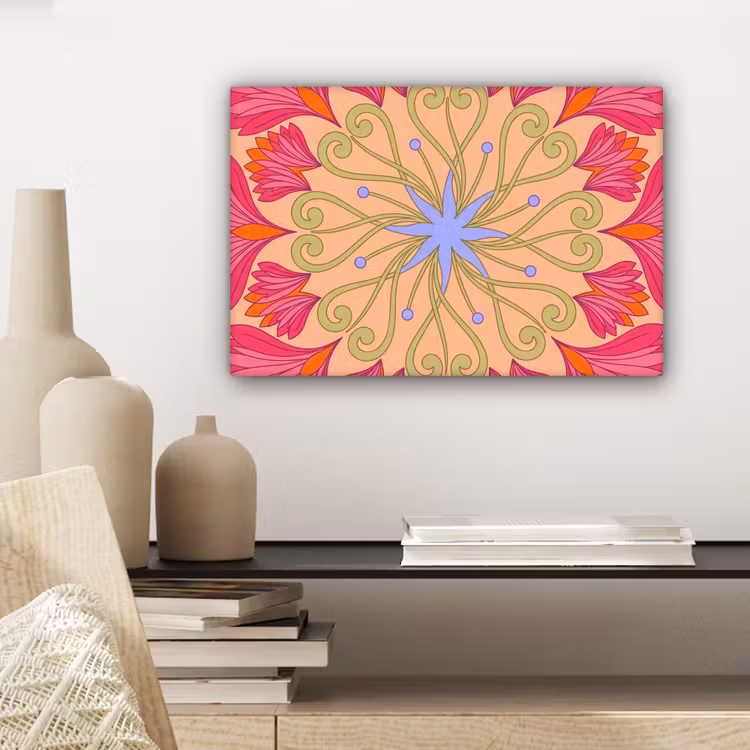 Canvas schilderij - Bloemen - Patroon - Abstract - Roze - Decoratief — 5