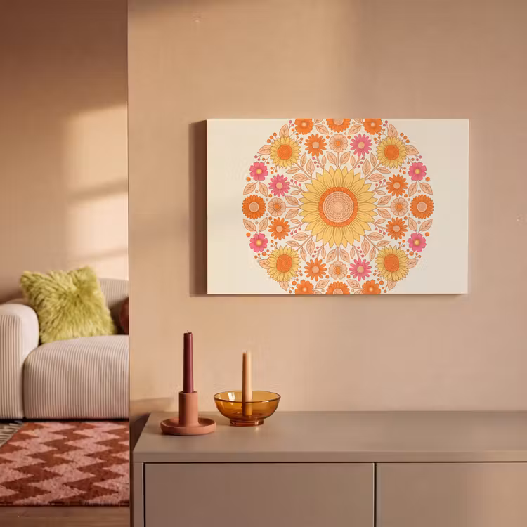 Canvas schilderij - Bloemen - Mandala - Patroon - Kleurrijk — 2