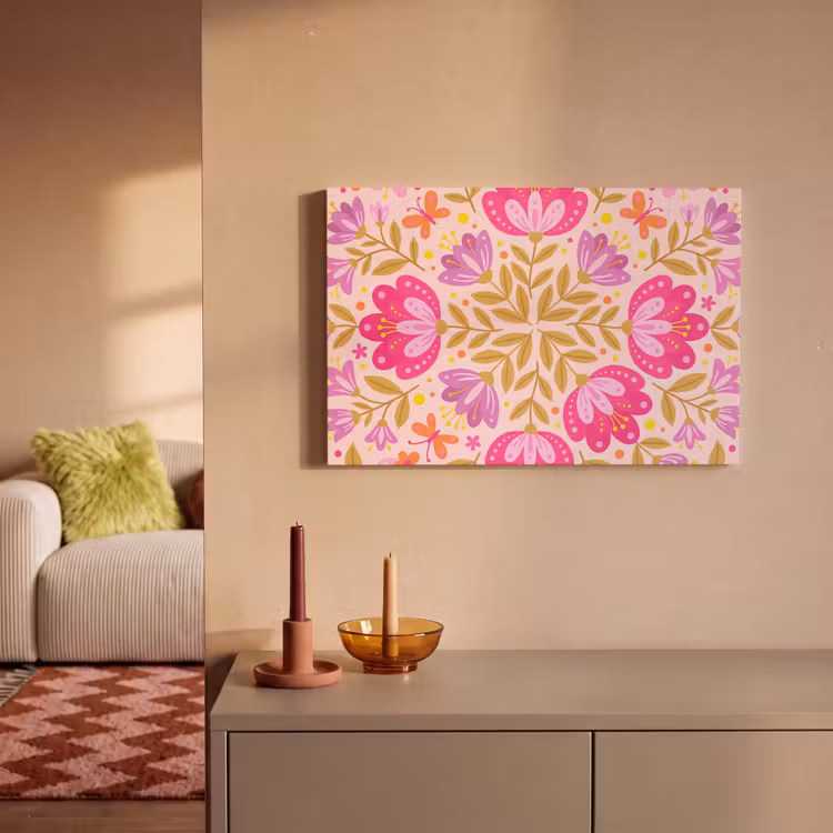 Canvas schilderij - Bloemen - Patroon - Natuur - Abstract - Roze — 2