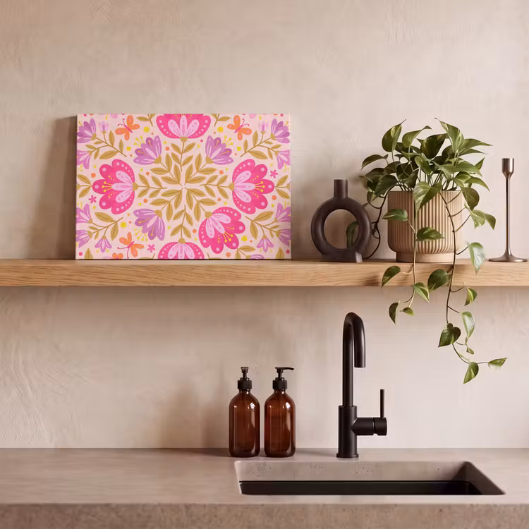 Canvas schilderij - Bloemen - Patroon - Natuur - Abstract - Roze — 3
