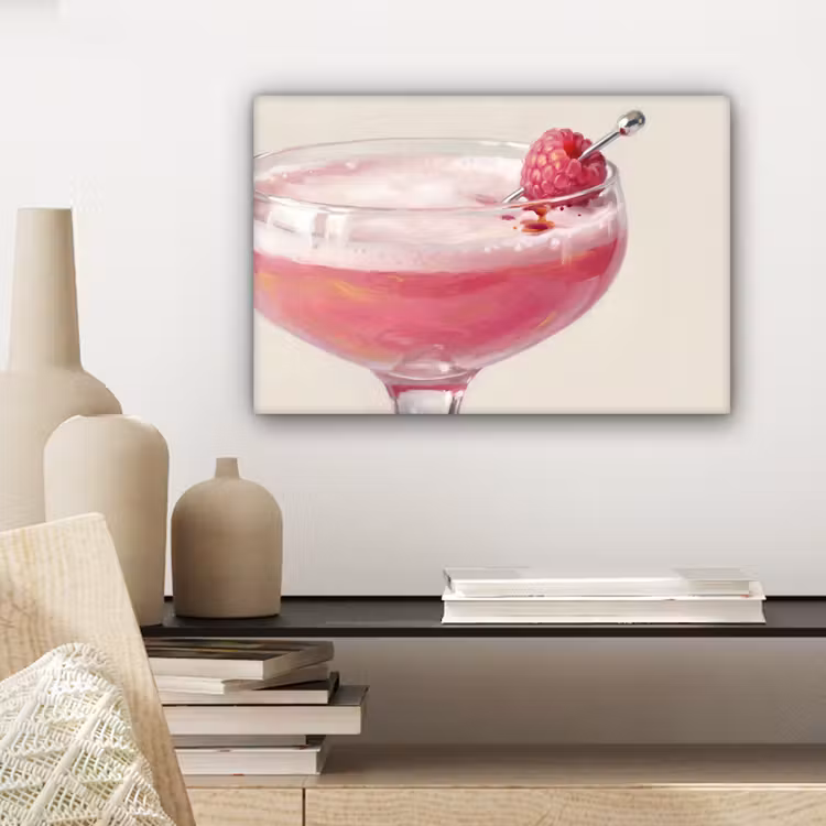 Canvas schilderij - Cocktail - Framboos - Drank - Modern - Roze — 5