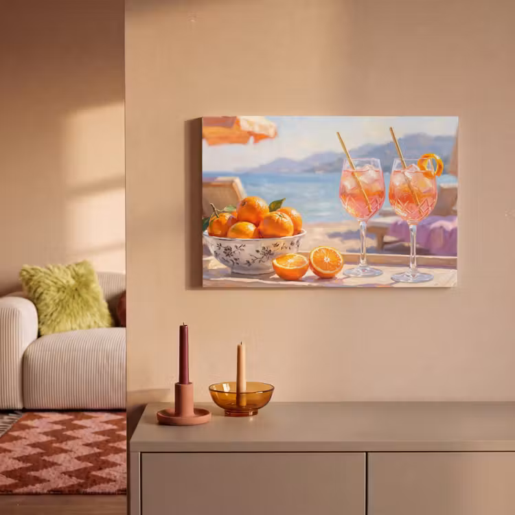 Canvas schilderij - Drank - Glazen - Strand - Zomer - Oranje — 2