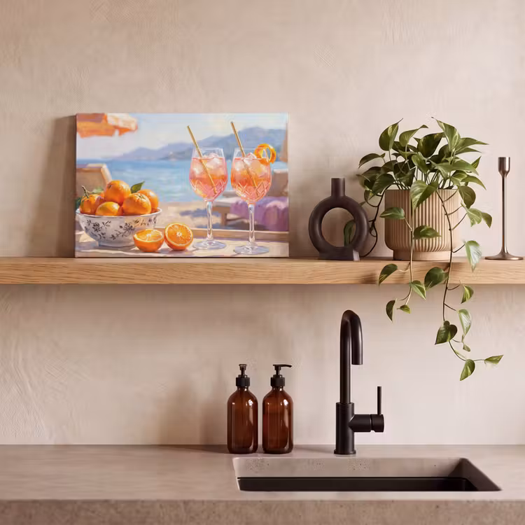 Canvas schilderij - Drank - Glazen - Strand - Zomer - Oranje — 3