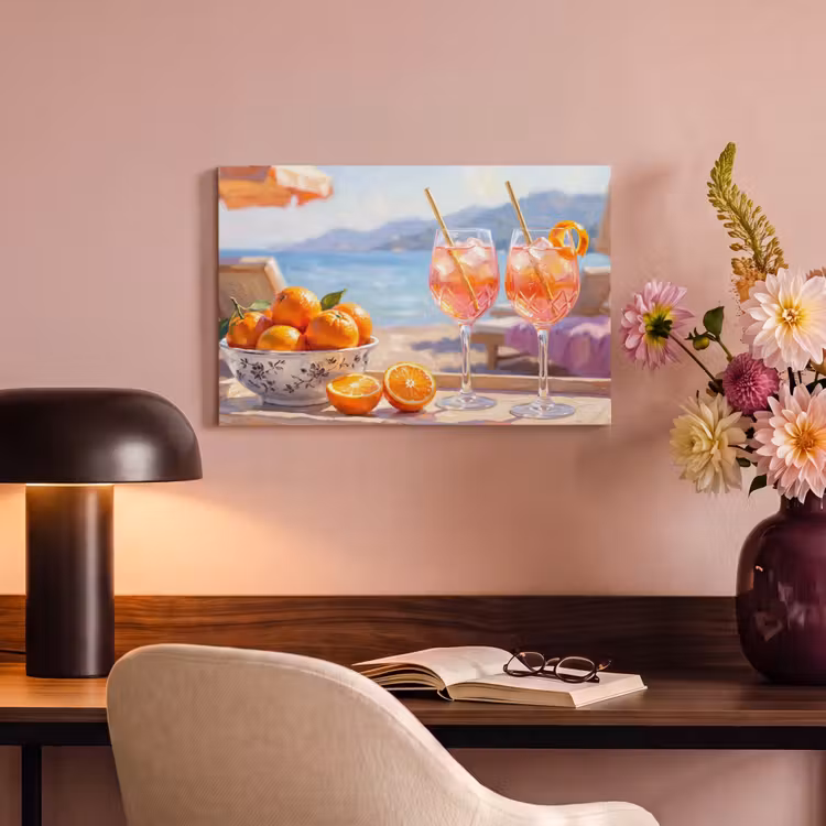 Canvas schilderij - Drank - Glazen - Strand - Zomer - Oranje — 4