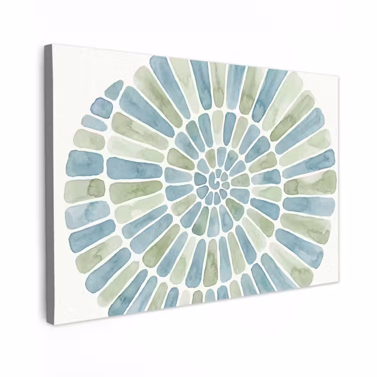 Canvas schilderij - Abstract - Spiraal - Patroon - Modern - Blauw-Groen — 1