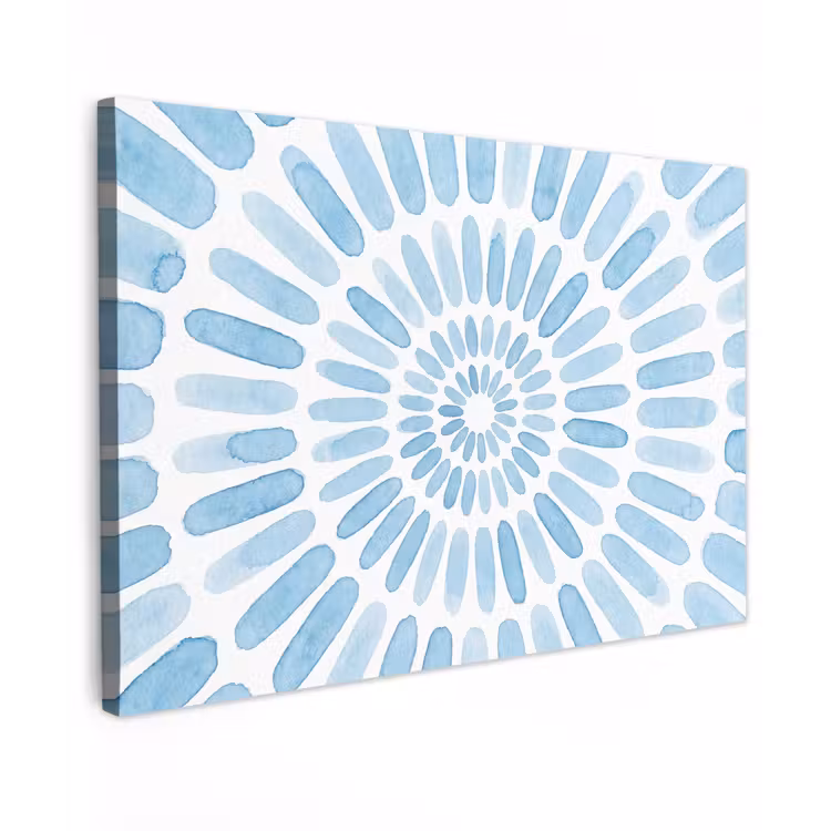 Canvas schilderij - Abstract - Vormen - Kunst - Aquarel - Blauw — 1