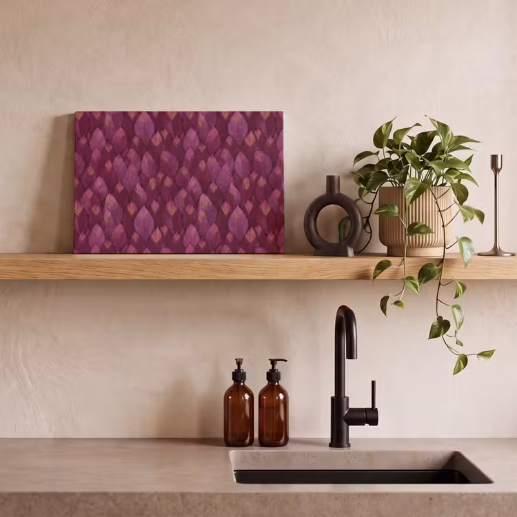 Canvas schilderij - Bladeren - Patroon - Burgundy — 3