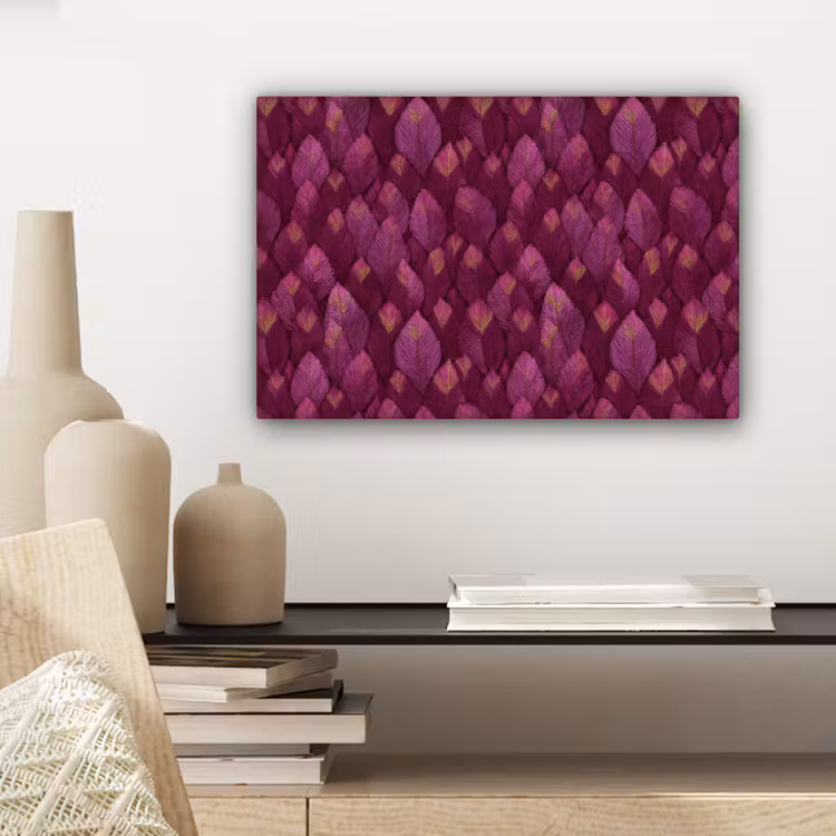 Canvas schilderij - Bladeren - Patroon - Burgundy — 5