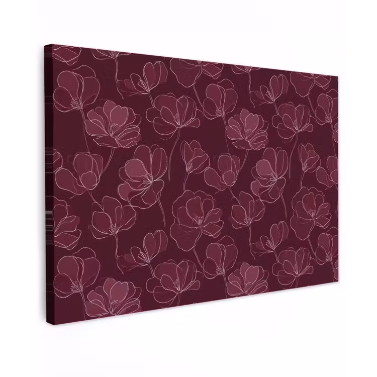Canvas schilderij - Bloemen - Patroon - Bordeauxrood — 1