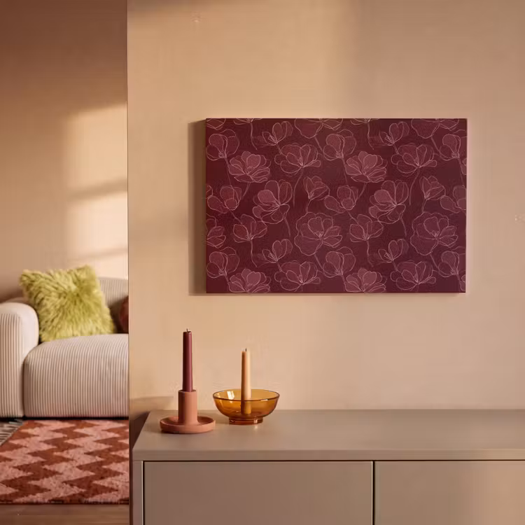 Canvas schilderij - Bloemen - Patroon - Bordeauxrood — 2