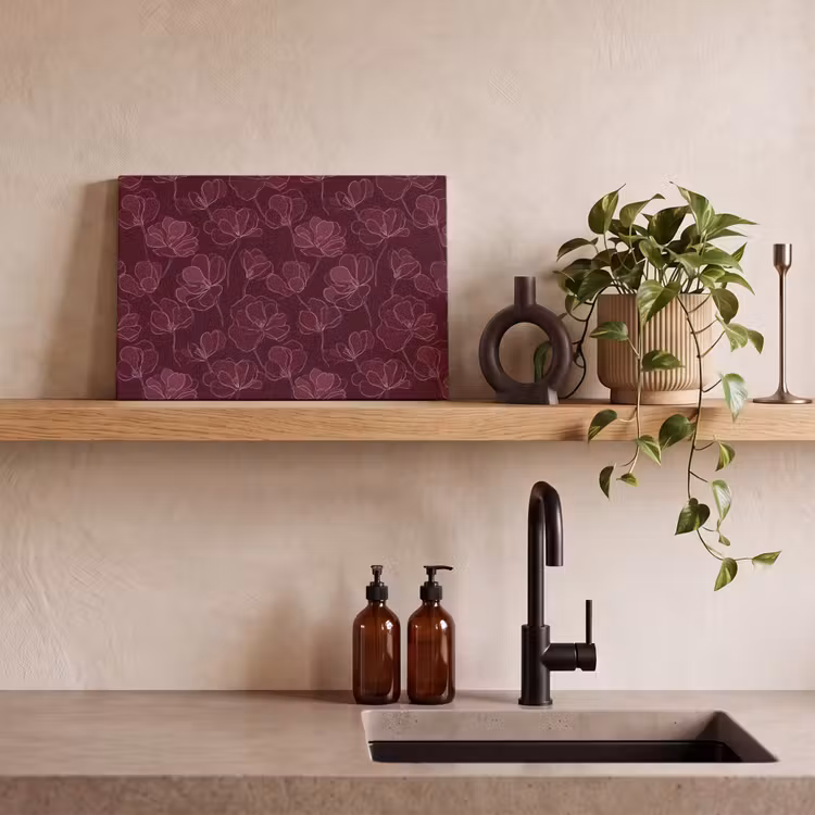 Canvas schilderij - Bloemen - Patroon - Bordeauxrood — 3