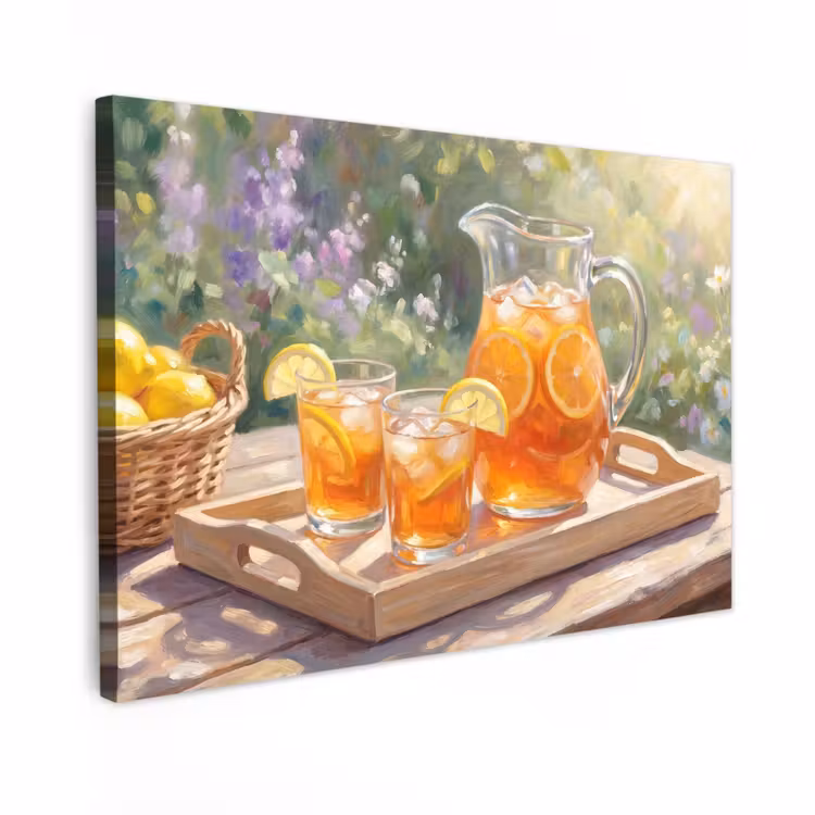 Canvas schilderij - Drank - Citroen - Zomer - Tuin - Geel — 1