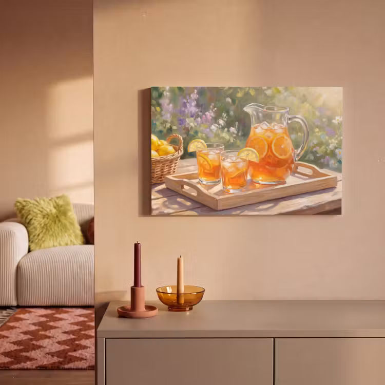 Canvas schilderij - Drank - Citroen - Zomer - Tuin - Geel — 2