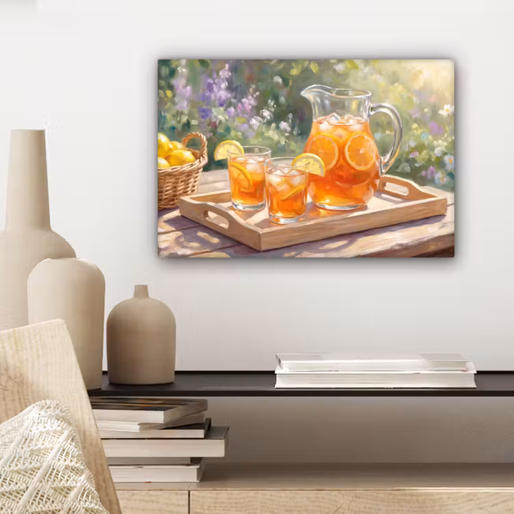 Canvas schilderij - Drank - Citroen - Zomer - Tuin - Geel — 5