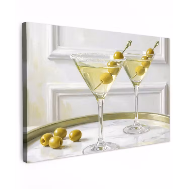 Canvas schilderij - Drank - Martini - Olijven - Modern - Wit — 1