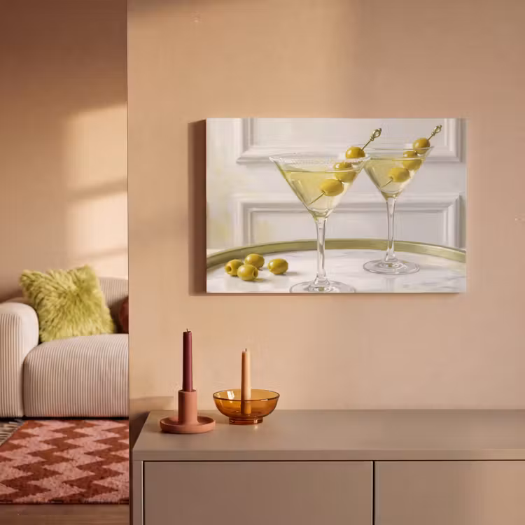 Canvas schilderij - Drank - Martini - Olijven - Modern - Wit — 2