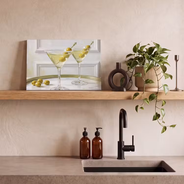 Canvas schilderij - Drank - Martini - Olijven - Modern - Wit — 3