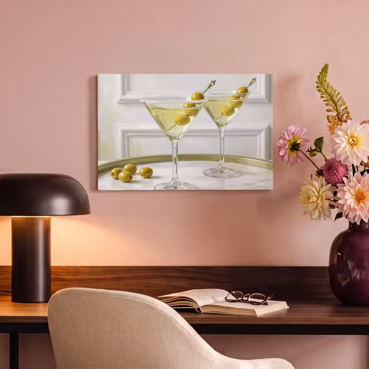 Canvas schilderij - Drank - Martini - Olijven - Modern - Wit — 4