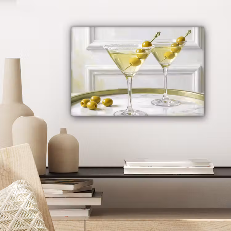 Canvas schilderij - Drank - Martini - Olijven - Modern - Wit — 5