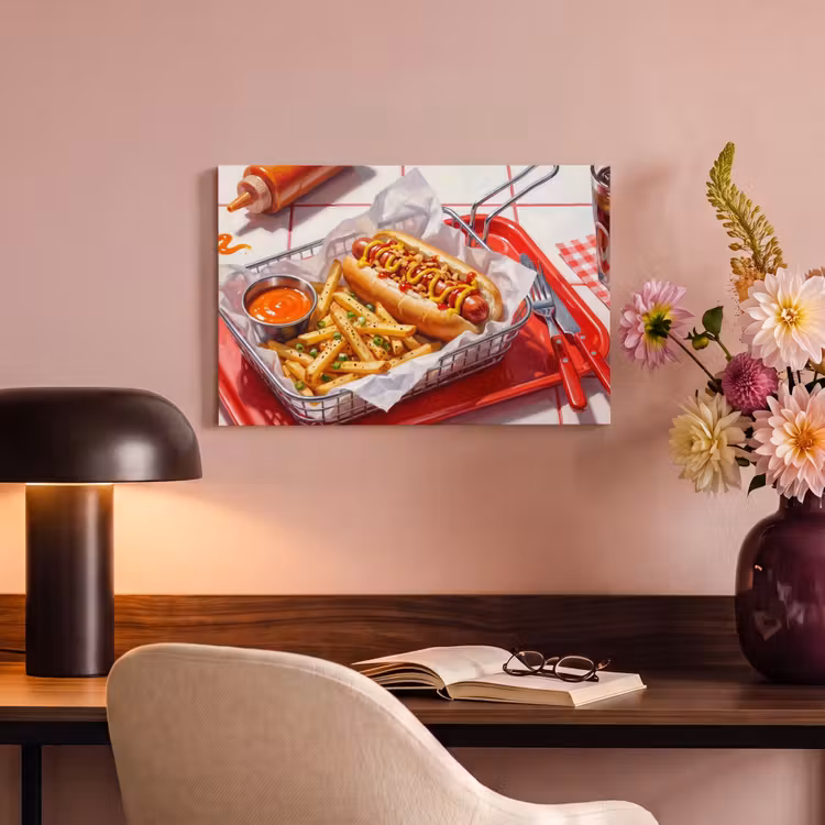 Canvas schilderij - Eten - Hotdog - Fastfood - Modern - Rood — 4