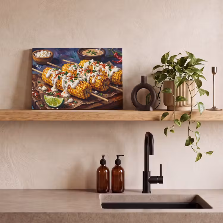 Canvas schilderij - Eten - Maïs - Saus - Geschilderd - Geel — 3