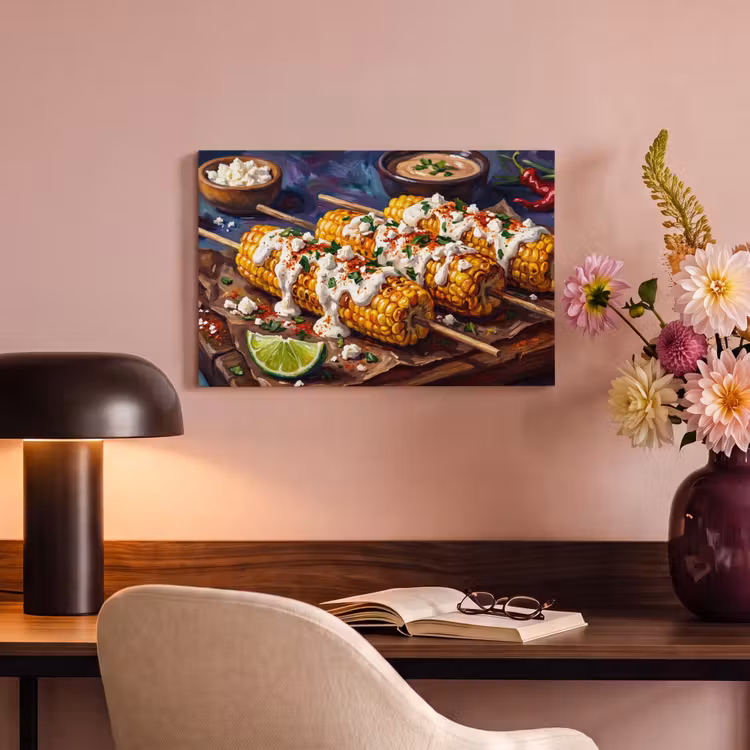 Canvas schilderij - Eten - Maïs - Saus - Geschilderd - Geel — 4