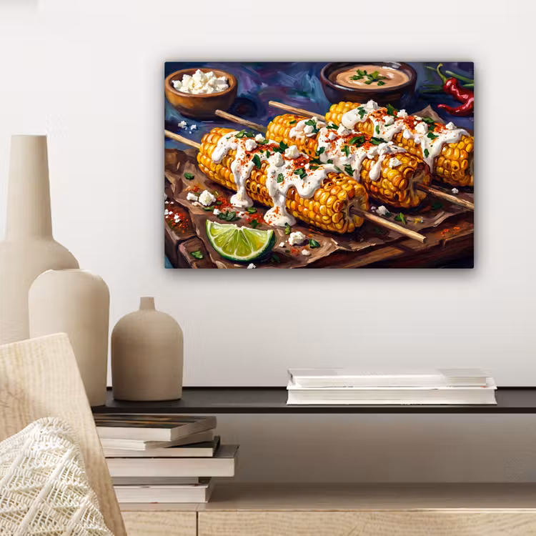 Canvas schilderij - Eten - Maïs - Saus - Geschilderd - Geel — 5