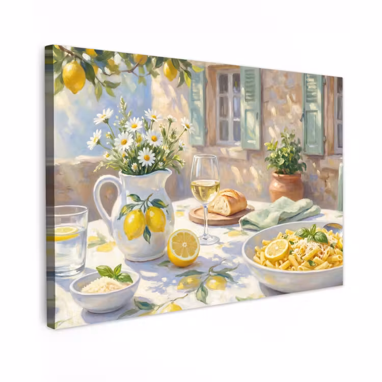 Canvas schilderij - Eten - Terras - Zomer - Geschilderd - Geel — 1