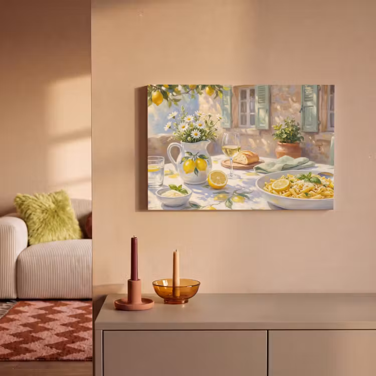 Canvas schilderij - Eten - Terras - Zomer - Geschilderd - Geel — 2