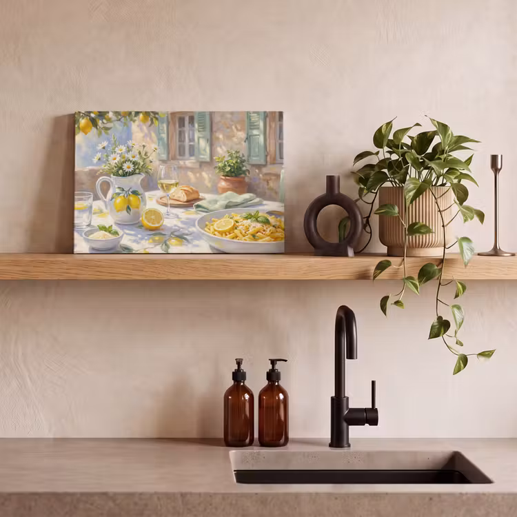 Canvas schilderij - Eten - Terras - Zomer - Geschilderd - Geel — 3