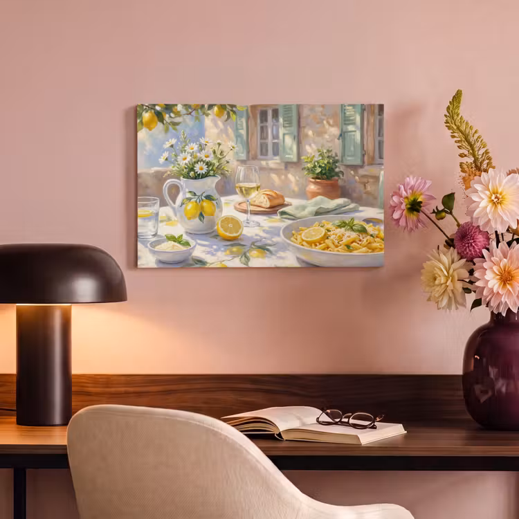 Canvas schilderij - Eten - Terras - Zomer - Geschilderd - Geel — 4