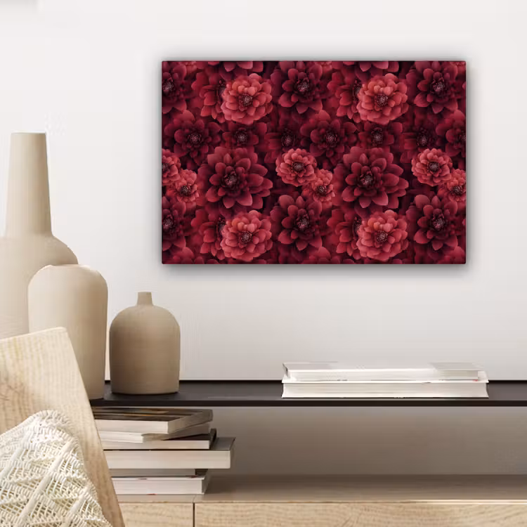 Canvas schilderij - Dahlias - Bloemen - Rood — 5