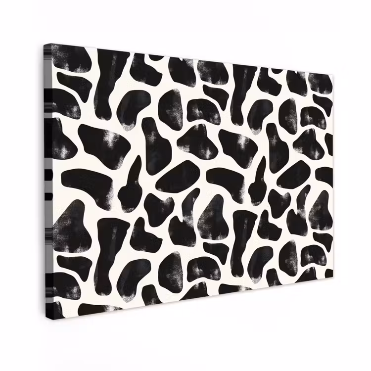 Canvas schilderij - Dierenpatroon - Vlekken - Zwart - Wit — 1