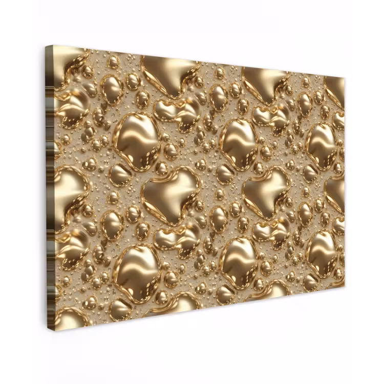 Canvas schilderij - Druppels - Organisch - Goud — 1