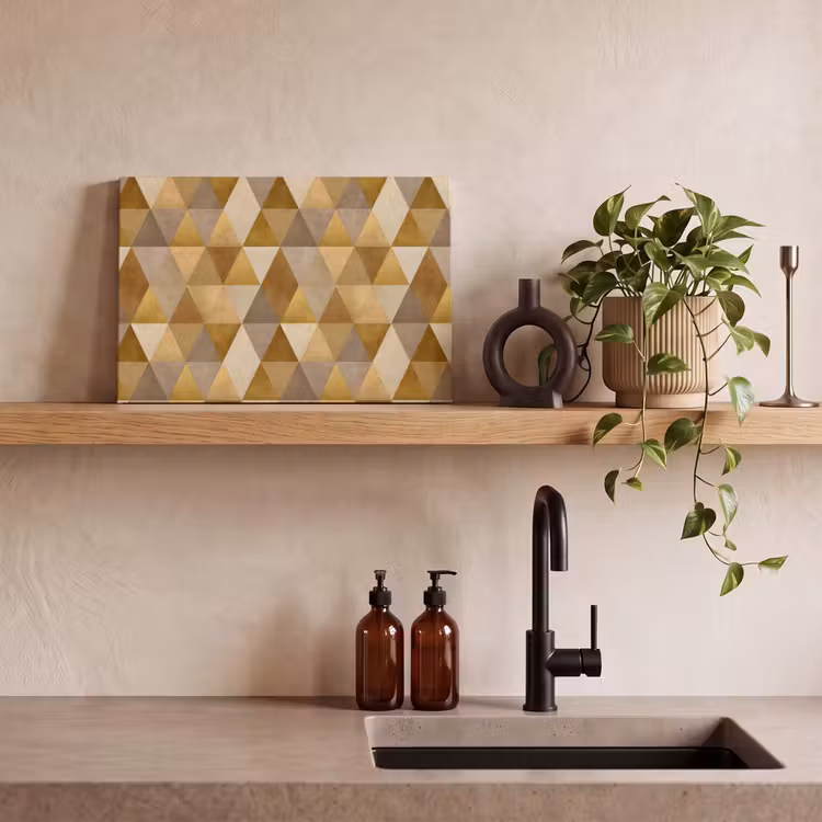 Canvas schilderij - Geometrisch - Driehoek - Goud — 3
