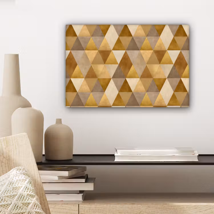 Canvas schilderij - Geometrisch - Driehoek - Goud — 5
