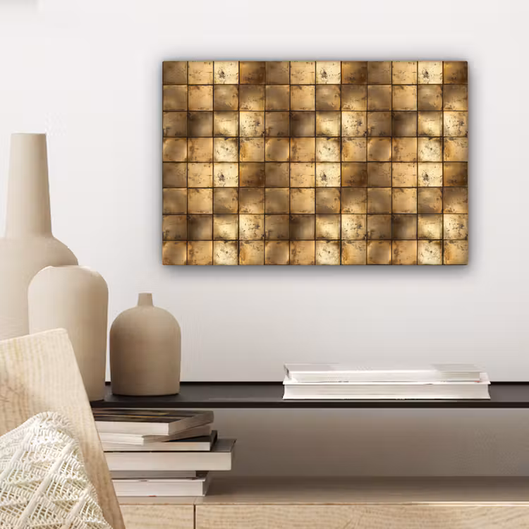Canvas schilderij - Geometrisch - Tegels - Goud — 5