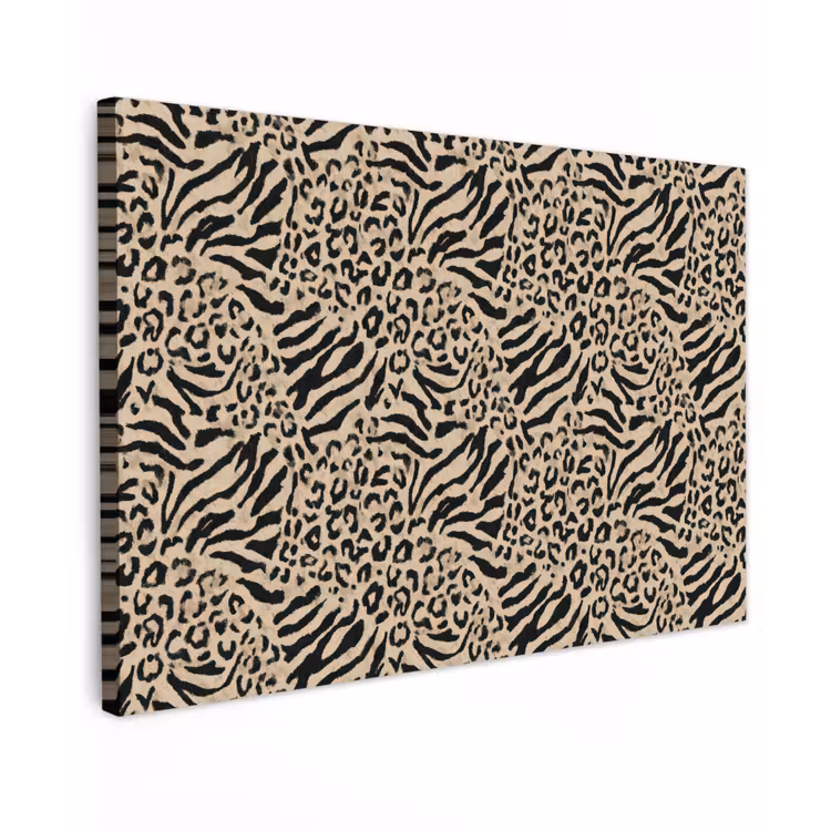 Canvas schilderij - Giraf - Zebra - Motief - Bruin — 1